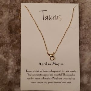 9" Taurus May birthday gold tone necklace.